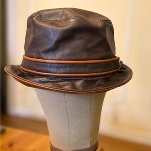 Vintage Coach Brown Leather Bucket Hat